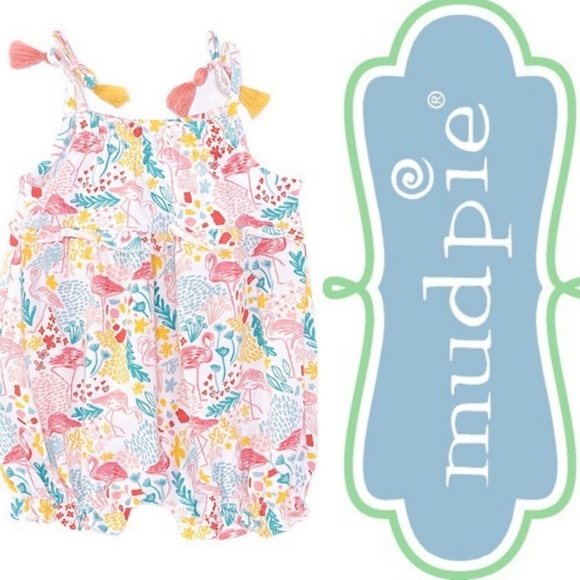 Mud Pie Other - NWT Mudpie Flamingo Print Bubble Romper